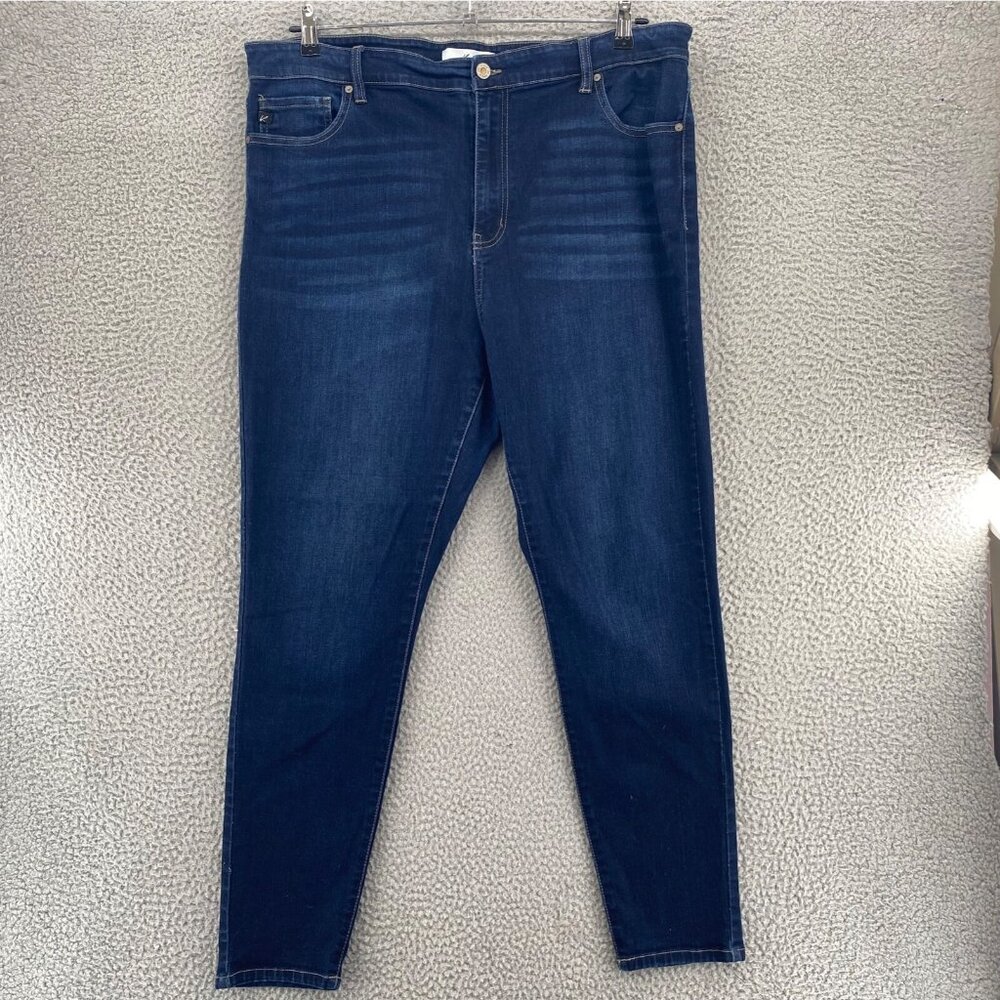KanCan Jeans Women 22W Plus Bennie Blue High Rise Super Skinny Medium Wash Denim